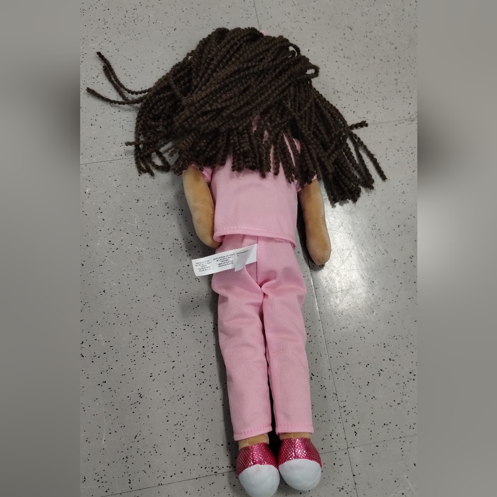 Petting Zoo Nurse Rag Doll 17" Tall Pink Uniform, Shiny Sneakers - Picture 3 of 15